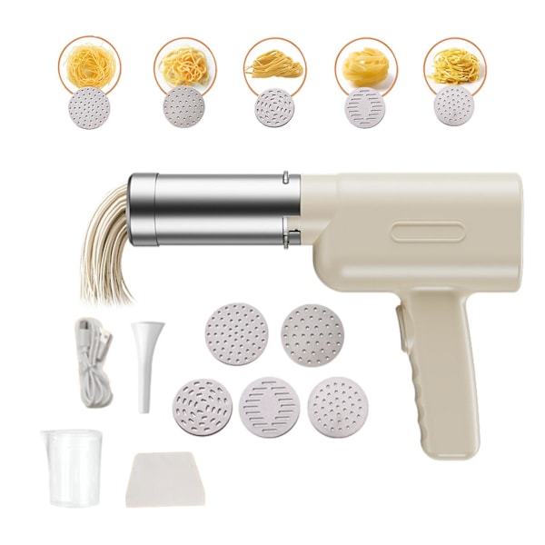 Elektrisk Pastamaskine - Bærbar Håndholdt Automatisk Mixer - Pasta Guning - Pasta Noodle Ramen Maker Maskine - Automatisk Bærbar Håndholdt Noodle Maker Maskine