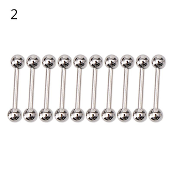 10st Rostfritt Stål Kula Tunga Navel Näs Piercing Ringar Stavar Kroppspiercing Silver 1.2*10*3