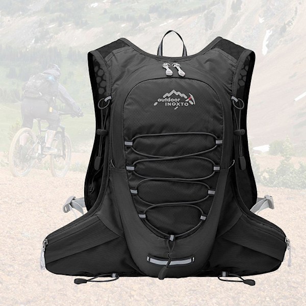 Vätskeryggsäck 12L Ultralätt Hydreringsryggsäck Män Kvinnor Vandringsryggsäck Vattenbehållare för Utomhuscamping Vandring Black 20cmx10cmx38cm