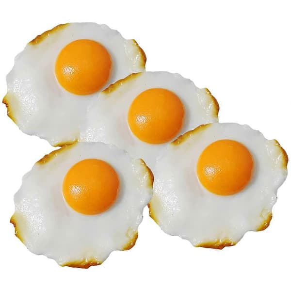 4 stk simulerte stekte eggmodeller, dekorative barneleker, fotografering av stekte eggdekorasjoner