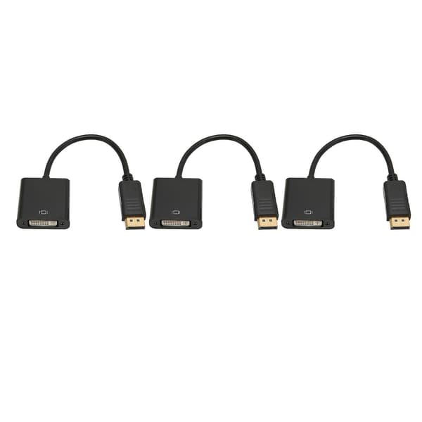 3 stk. DisplayPort til DVI-adapter 4K HD 1080P Mini DP til DVI-adapterkabel til PC, bærbar computer, HDTV, skærm og projektor