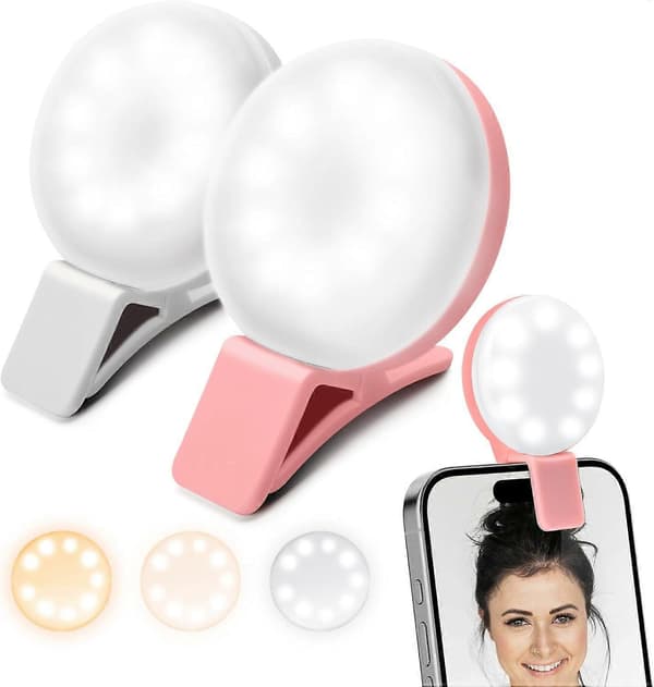 2025 Nyeste 2-pakning Mobiltelefon Selfie-lys, Mini Justerbart Lys, 3 Lysmoduser