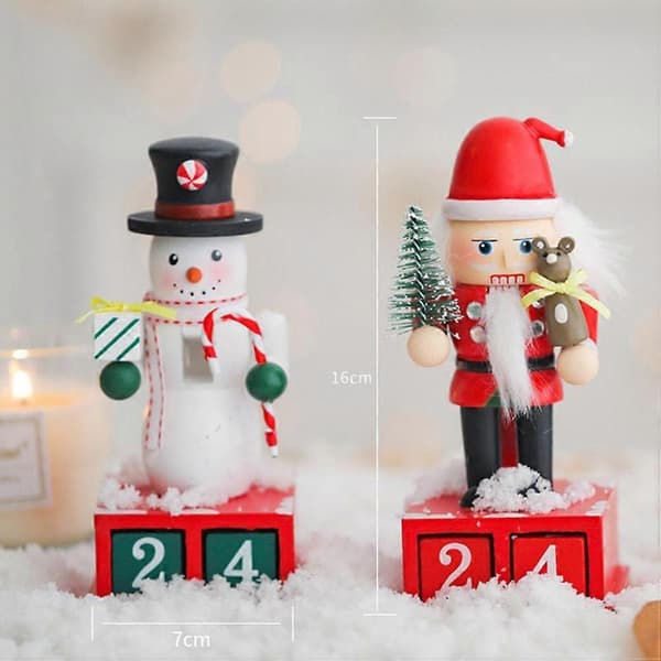 Nedtelling til jul Trekalender for 2 stk Snømann Skrivebordsdekorasjon Multi 7X7X16cm