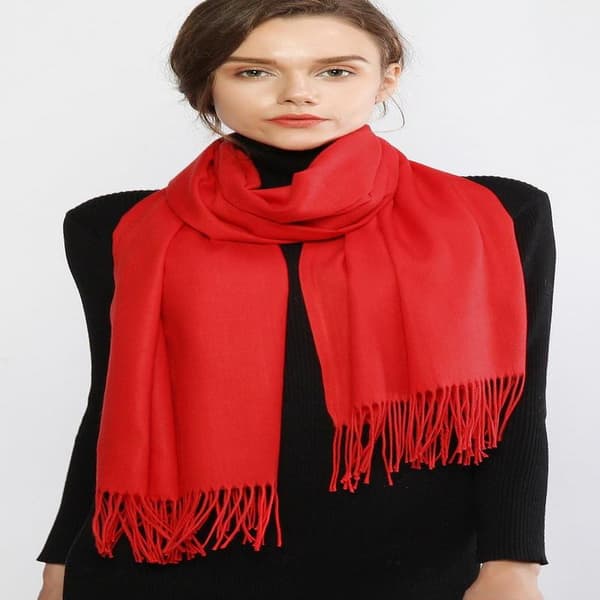 Dame Tørklæder Pashmina Sjal og Wraps til Bryllup Tørklæder til Kvinder Vinter Red