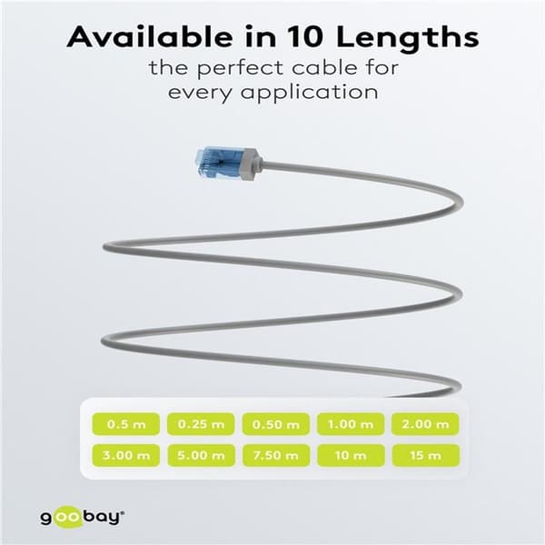 Ultraflexibel patchkabel CAT 6A, smal, U/UTP, grå Grå