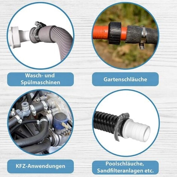 Rustfri slangeklemmer diameter 27-51mm 10 stk