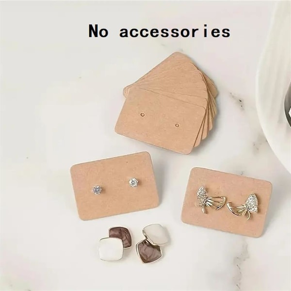 200 st Rektangulära Örhängeshållare i Kartongpapper, Örhänge Stud Display Stativ, 2,5 cm x 3,5 cm, för Bröllopsgåvor, Brun