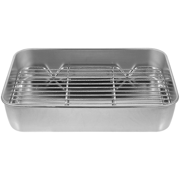 1 sett med grillplate, bærbar campinggrillplate, multifunksjonell dreneringsplate Silver 23X17CM