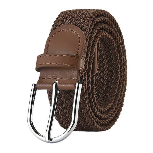 Vävt elastiskt vardagsbälte med stiftspänne i legering, midjerem i canvas för unisex Brown