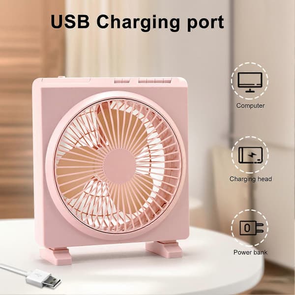 Fyrkantig USB-fläkt – för utomhusbruk och present – för användning White
