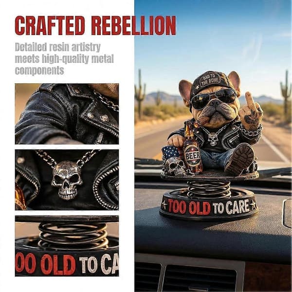 Morsom Bulldog Bobblehead-figur, Bil Dashbord Bobblehead-dekor, Bilinteriørpynt Gave Skrivebordsdekorasjon
