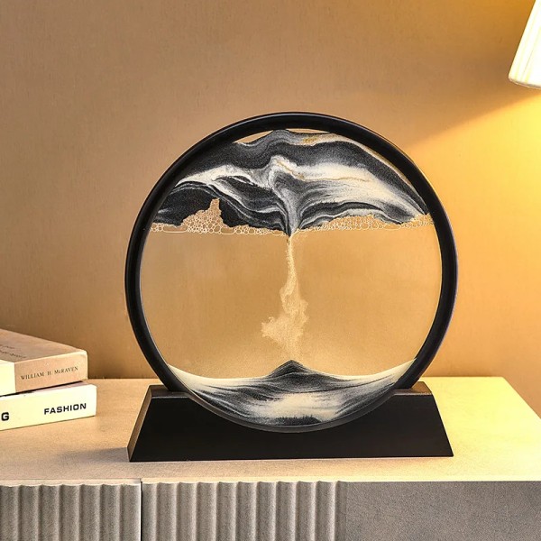 3D Quicksand Decor Picture Round Glass Moving Sand Art In Motion Display Flowing Sand Frame For Home Decor Hourglass Painting