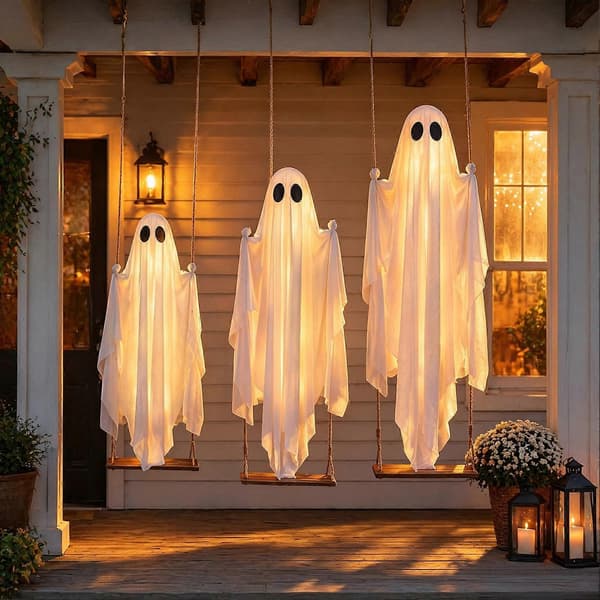 Kæmpe hængende spøgelse – LED-lysende Halloween-havedekoration 180cm Without Light