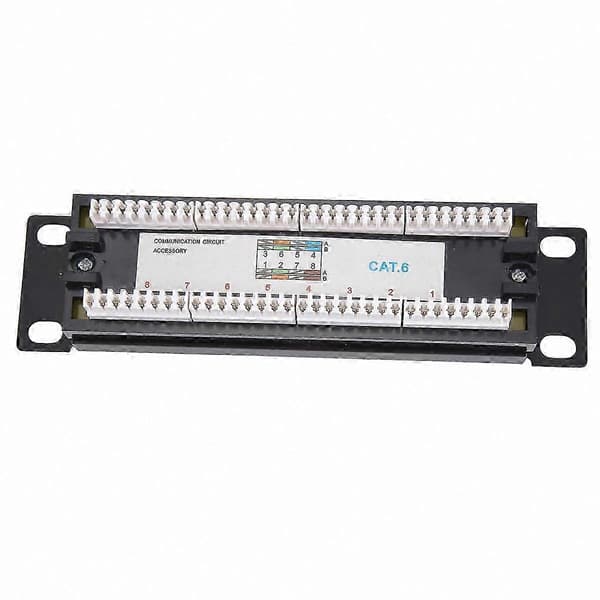 8-portars CAT6 patchpanel 1U rackmonterad nätverksadapter med RJ45-kontakter Black
