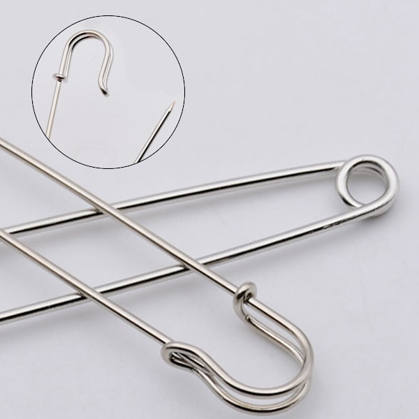 Paket med 12 stora säkerhetsnålar, 7 cm/2,8 tum, 12 st metallkiltnålar, stora säkerhetsnålar i rostfritt stål för kläder, filtar och hantverk