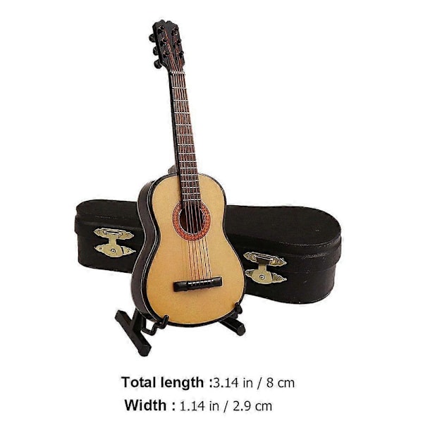 1 Set Mini Gitarr Modell Mini Gitarr Prydnad Realistisk Mini Instrument Gåva Khaki 8x2.9cm