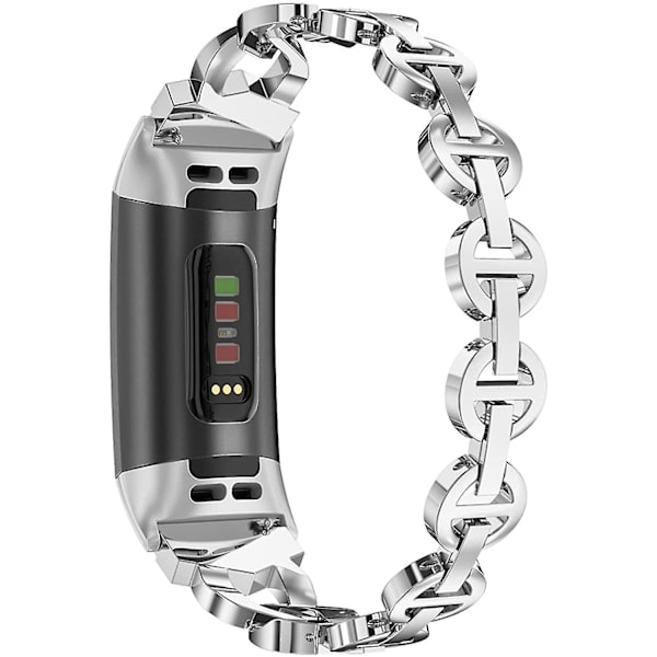 Kompatibel med Fitbit Charge 4-rem/Charge 3-rem til kvinder, sølv