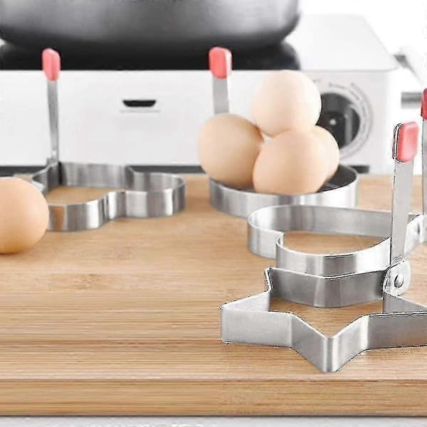 Egg Shaper Egg Ring Rustfritt Stål Omelettform Non Stick Matlagningspannekakeverktøy, 4-pakningsform (Hjerte) QHHJV