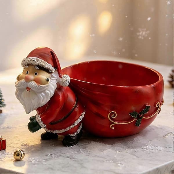 Julemandsstatue med opbevaringsskål, skrivebordsnøgleholder-organisator