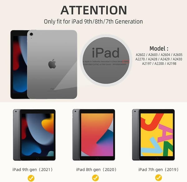 Case Compatible with iPad 10.2 Inch iPad 9th/8th Generation & iPad 7th Generation with Pencil Holder, Protective Case with Soft TPU Back, Sky Blue...