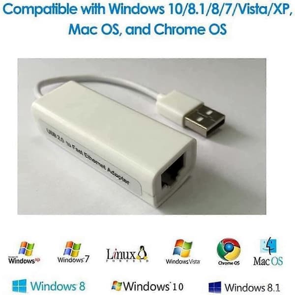 Sæt med 2 Gigabit Ethernet Netværksadaptere USB 2.0 A til RJ45 til PC Notebook Ultrabook Tablet Windows Mac - Hvid