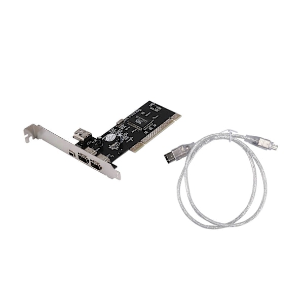 PCI til 1394A Kort, PCI til IEEE 1394A 4-Ports FireWire Kort med 0,8M 6-Pinner til 4-Pinner 1394A Kabel black