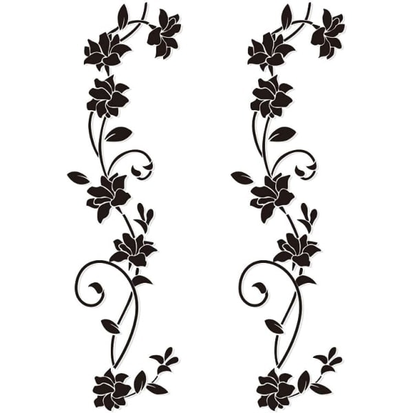 2 set Väggdekaler 105*30cm Vinranka Blomma Svart PVC Design Vägg S