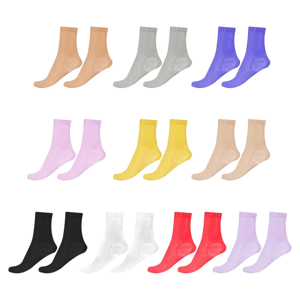1 Pairs Unisex Nylon Oil Shiny Sheer Ankle Length Socks,Thin Hosiery Reinforced