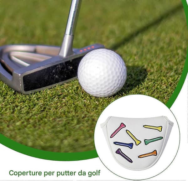 Golf Putter Cover PU Läder Magnetisk Mallet Headcover med Plyschfoder och Broderad Design