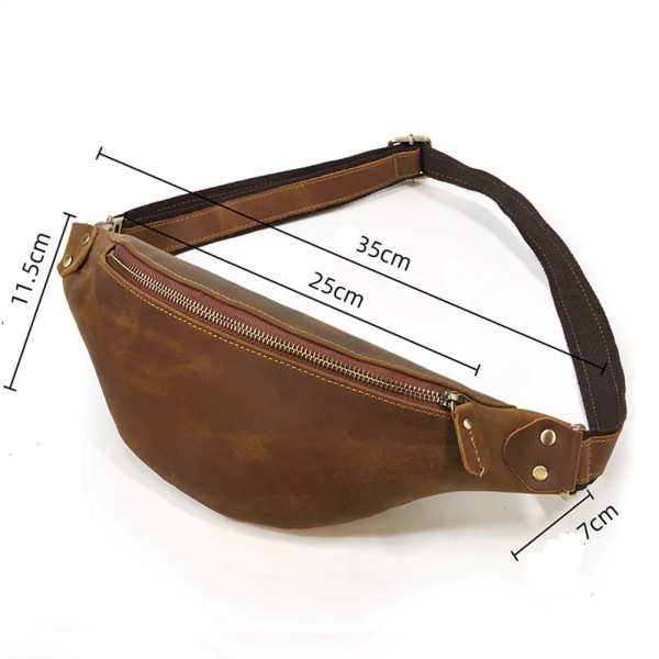 Men's Genuine Crazy Horse Leather Waist PacksTravel Fanny Pack Male Waist Bag For Phone Pouch Outdoor Sport Bum Bag