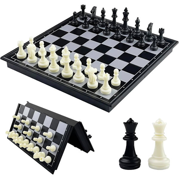 Magnetiskt schackbräde, lyxigt hopfällbart schackset, bärbart schack