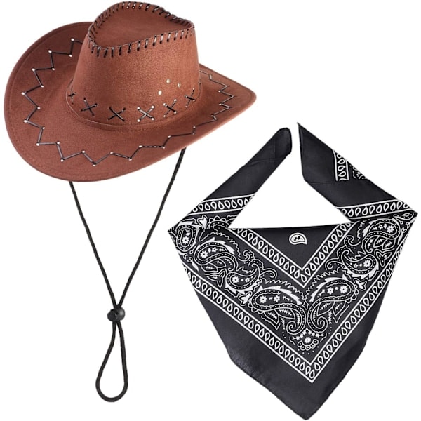 Cowboy-asustesarja, cowboy-hattu bandanalla, cowboy-setti Halloween-cosplayhin ja naamiaisiin