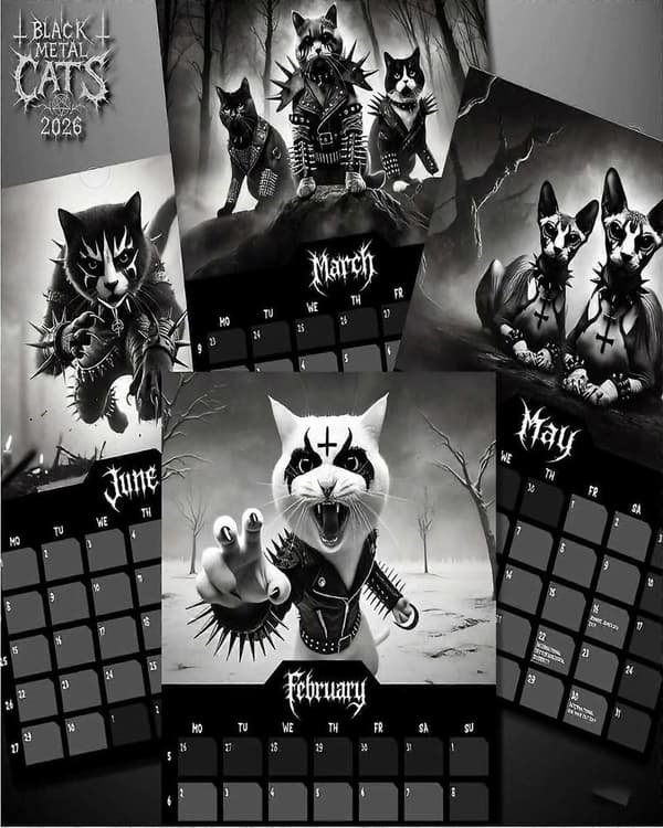 Svarta Metallkatter 2026 Kalender