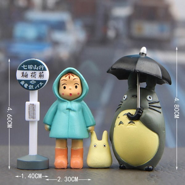 4-pak 3-5 cm Anime Min nabo Totoro Actionfigur Legetøj Hayao Hvid & Blå onesize