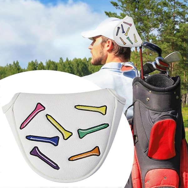Golf Putter Cover PU Läder Magnetisk Mallet Headcover med Plyschfoder och Broderad Design