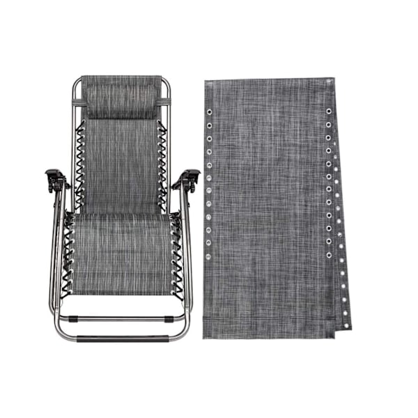 Ersättningsmaterial för stol, tyg för Anti Gravity Lounge Chair med snöre, stoltillbehör Bungee Elastic Patio Recliner Chair (Svart Grå)