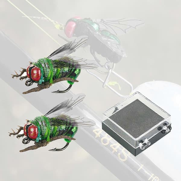 Simulering Flugor Bi Lockfiskekrokar, 2-pack Flytande Sötvattensfiskedrag, Med Förvaringslåda 14mm