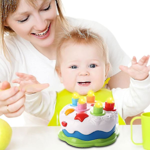 Babyfödelsedagstårta Leksak med Ljus Musik Leksak för Ålder 18m+ År Gammal Småbarn