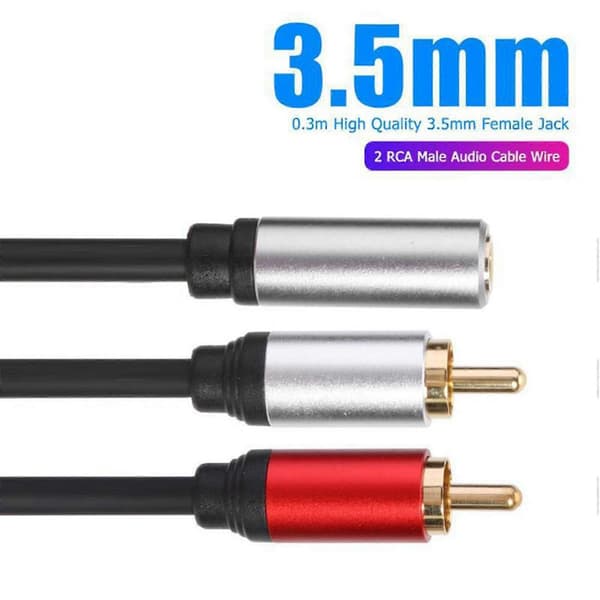 Lydforbindelse til MP3, telefon, hjemmebiograf og DVD | 3X 2RCA han til 3,5 mm hun RCA lyd Aux-kabel Black