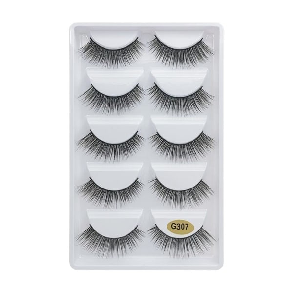 5 par løse øyevipper - 3D faux mink - G307 Svart