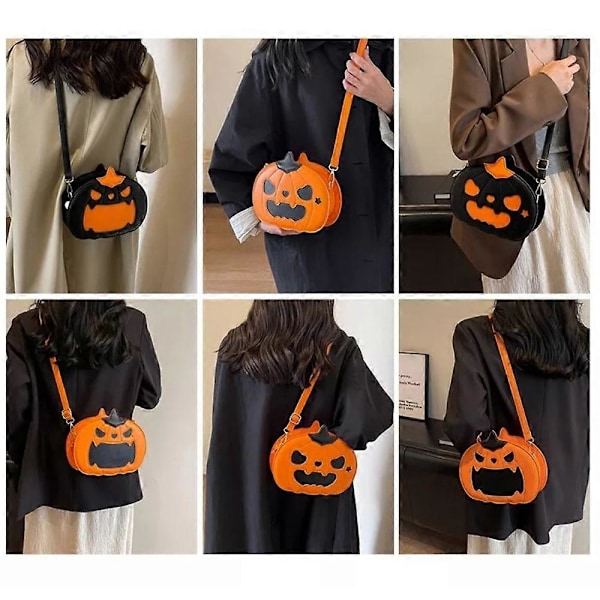 Halloween Kreativ Tegneserie Gresskar Crossbody Bag, Skummel Gresskar Crossbody Bag Orange big mouth