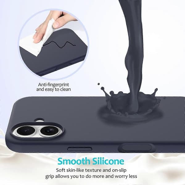 Flytende silikondeksel for iPhone 17 - Midnattsblå & Støtsikkert Midnight Blue Midnight Blue Blue