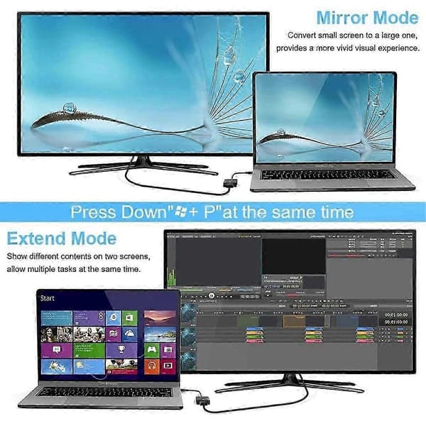 USB til HDMI-adapter 1080P HD, USB 3.0/2.0 til HDMI-kompatibel konverter til multi-display videooutput svart