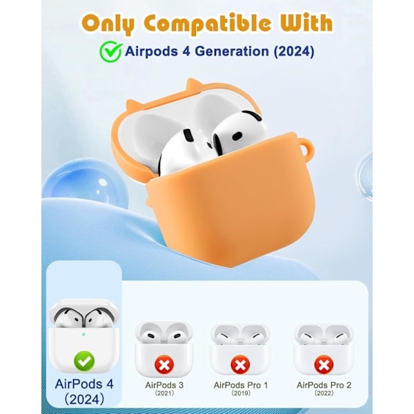 Case for AirPods 4th Generation 2024, Cute Cartoon Kawaii - with Keychain Funny Design Protective Case for Girls Teens Women Case