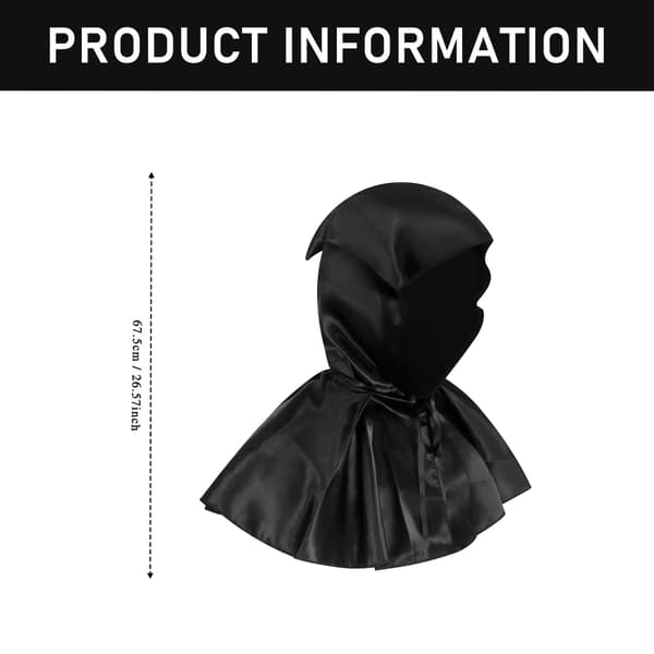 Sort Hætte Kort Kappe, Gotisk Troldmandskappe Med Bindebånd, Middelalderlig Hekse Vampyr Poncho Til Halloween Cosplay