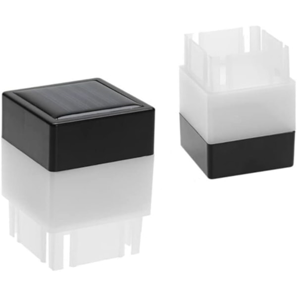 Solcellstaket Solcellslampor Kvadratiska Solcellsstolpbelysning, Utomhus Stolptoppsbelysning för Staket Däck (2-pack)