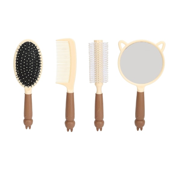 4-Piece Women Comb Set, with Mirror for Office, Multifunctional Kitty Hair Brushes and Comb