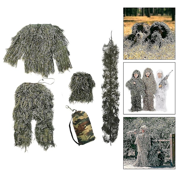 Børns Ghillie Dragt Forklædning Kamp Til Krigsspil Fotografering Skovgrøn 140~160cm