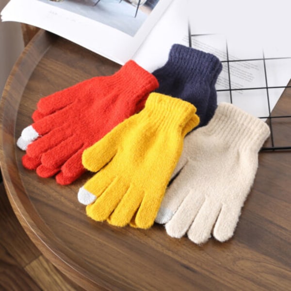 Touch Screen Gloves Warm Gloves Couple Gloves Knitted Gloves Solid Color Gloves