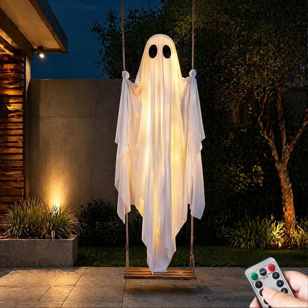 Kæmpe hængende spøgelse – LED-lysende Halloween-havedekoration 120cm Without Light